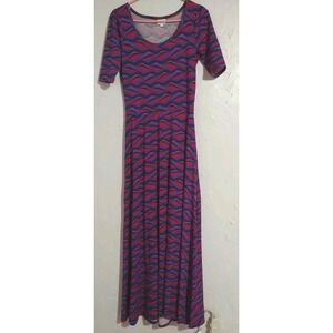 LuLaRoe Maxi Dress Ladies S Red/Multi Swing Colorful Summer Comfort Stretch